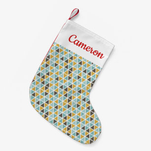 Add Your Name   Geometric Triangle Pattern Small Christmas Stocking
