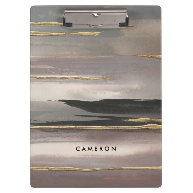 Add Your Name | Gilded Morning Fog II Gold Clipboard (Front)