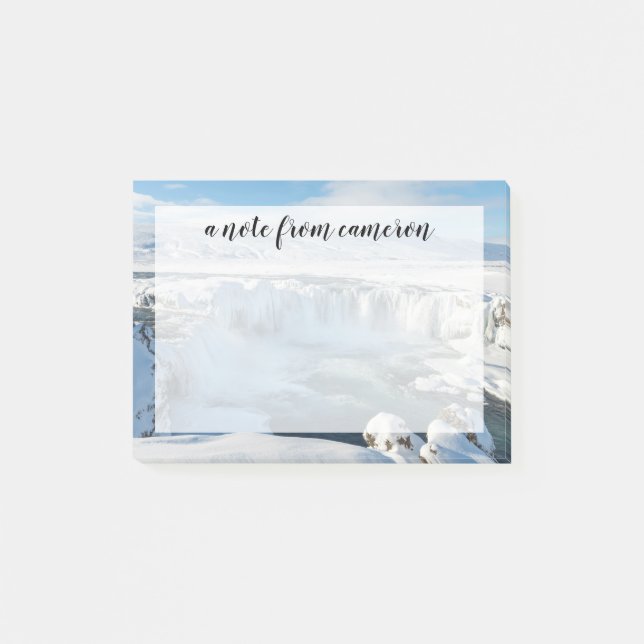 Add Your Name | Godafoss Waterfall Landscape Post-it Notes (Front)