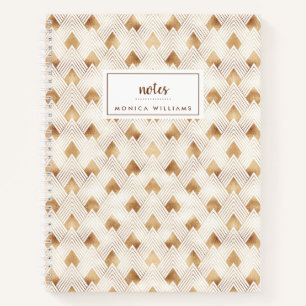Add Your Name Gold Art Deco Pattern Notebook