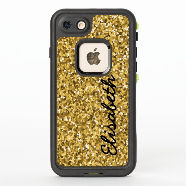 Add your name GOLD GLITTER  printed  personalized LifeProof iPhone Case (Back)