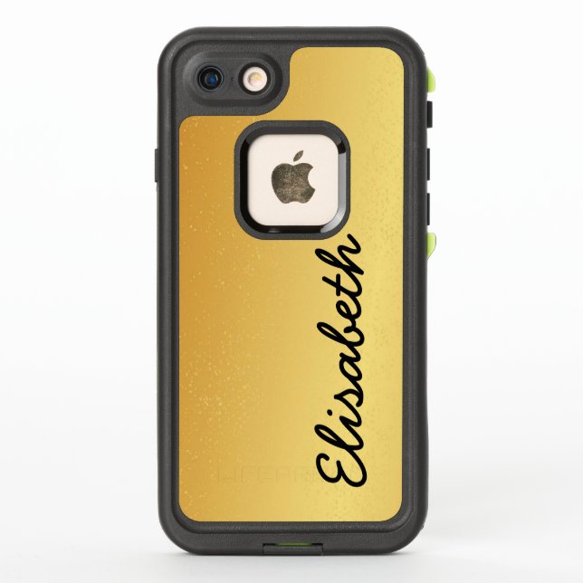 Add your name GOLD SATIN printed  personalized LifeProof iPhone Case (Back)