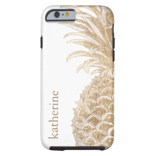 Add Your Name | Gold Tropical Pinneapple Case-Mate iPhone Case (Back)
