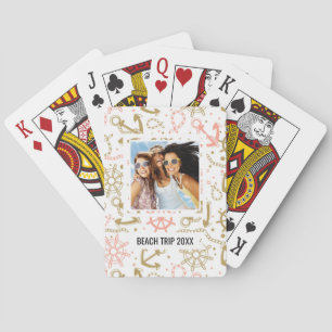 Add Your Name Golden Anchor Pattern Playing Cards