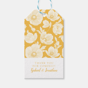 Add Your Name   Golden Flower Pattern Gift Tags
