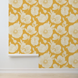 Add Your Name Golden Flower Pattern Wallpaper