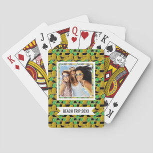 Add Your Name   Golden Pineapples On Stripes   Playing Cards