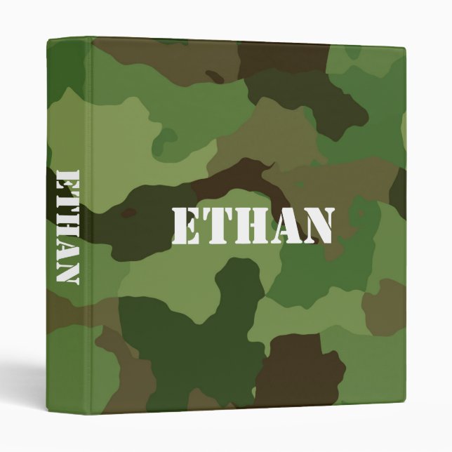 Add Your Name Green and Brown Camo Binder (Front/Spine)