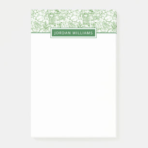 Add Your Name   Green Biology Pattern Post-it Notes