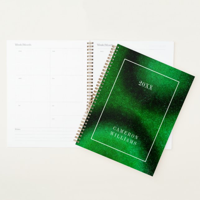 Add Your Name | Green Circular Malachite Planner (Display)