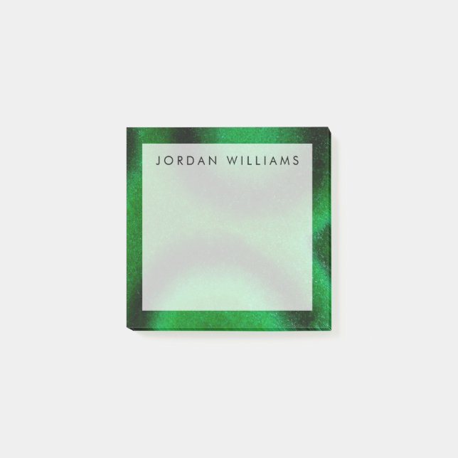 Add Your Name | Green Circular Malachite Post-it Notes (Front)