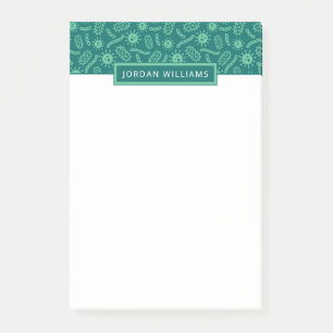 Add Your Name   Green Microbes Pattern Post-it Notes