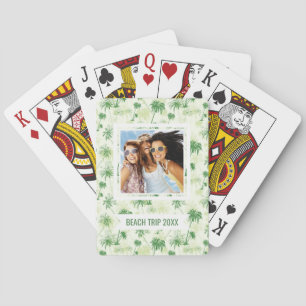 Add Your Name   Green Palm Tree Pattern Playing Cards