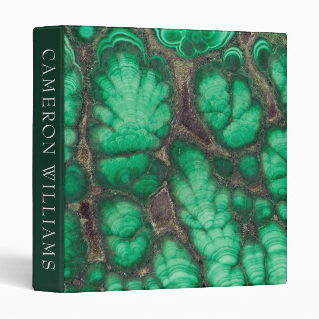 Add Your Name | Green Patterned Malachite Binder (Front/Spine)