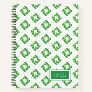 Add Your Name   Green Plaid Tooth Pattern Notebook