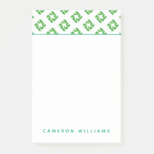 Add Your Name Green Plaid Tooth Pattern Post-it Notes