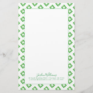 Add Your Name   Green Plaid Tooth Pattern Stationery