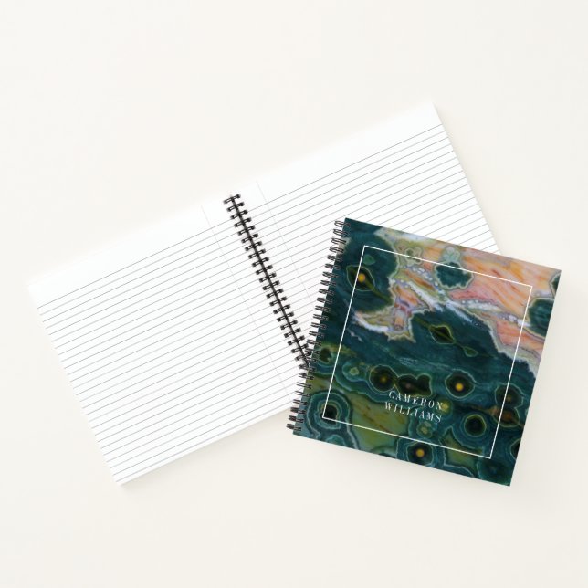 Add Your Name | Green Spotted Ocean Jasper Notebook (Inside)