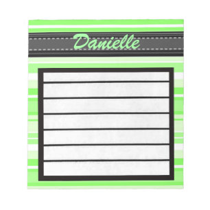 Add Your Name Green Stripes Notepad