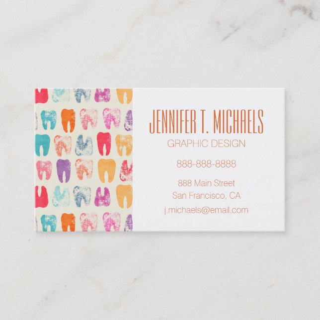 Add Your Name | Grunge Tooth Pattern Business Card (Front)