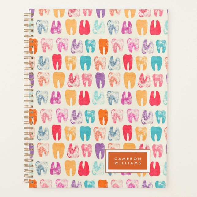 Add Your Name | Grunge Tooth Pattern Planner (Front)