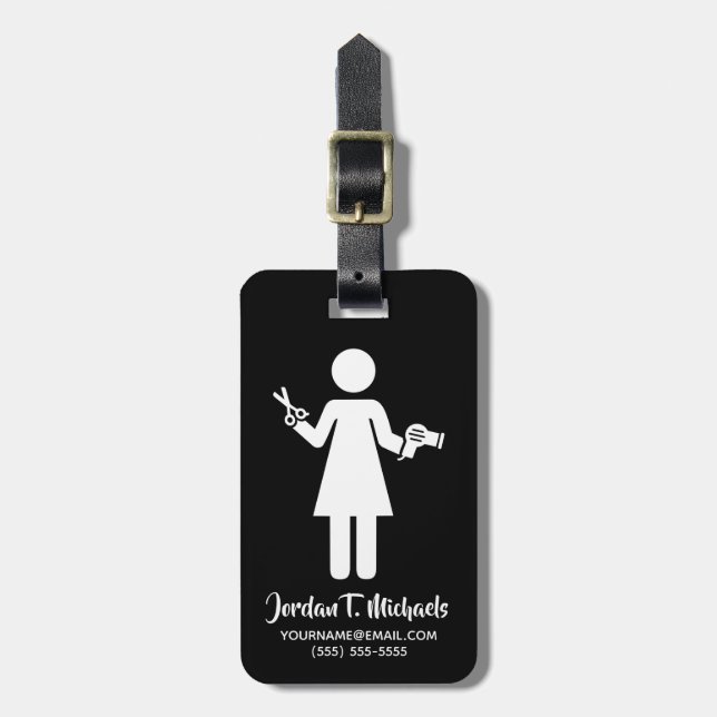 Add Your Name | Hairdresser Symbol Luggage Tag (Front Vertical)