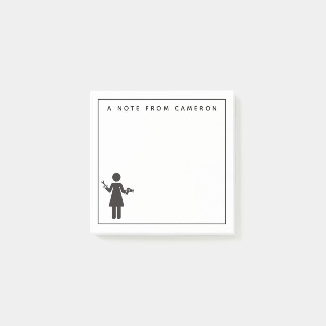 Add Your Name | Hairdresser Symbol Post-it Notes (Front)
