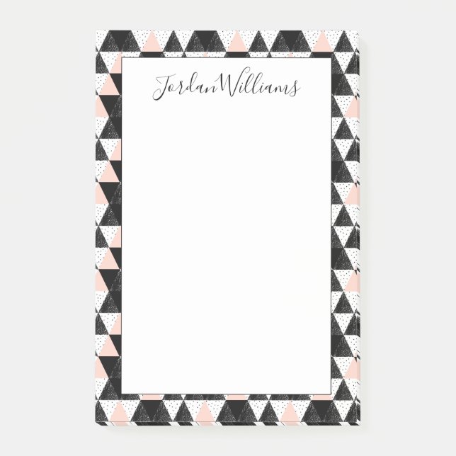 Add Your Name | Hand Drawn Triangle Geometric Post-it Notes (Front)
