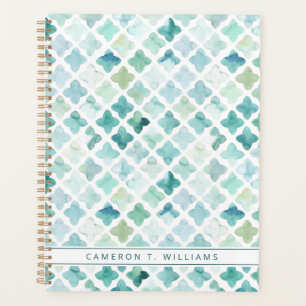 Add Your Name Hand Painted Turquoise Pattern Planner