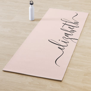 Add Your Name   Handwriting Blush Pink Yoga Mat