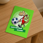 Add Your Name Happy Birthday Funny Soccer Gecko Holiday Postcard<br><div class="desc">A colourful birthday postcard for a soccer fan featuring a funny and cute gecko soccer player kicking the ball. Use "Personalize this template" to tweak the "HAPPY BIRTHDAY WILLIAM!" name or text and create a unique,  customized card.</div>