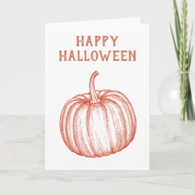 Add Your Name Happy Halloween Pumpkin Holiday Card (Front)