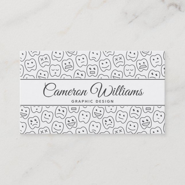 Add Your Name | Happy Teeth Pattern Business Card (Front)