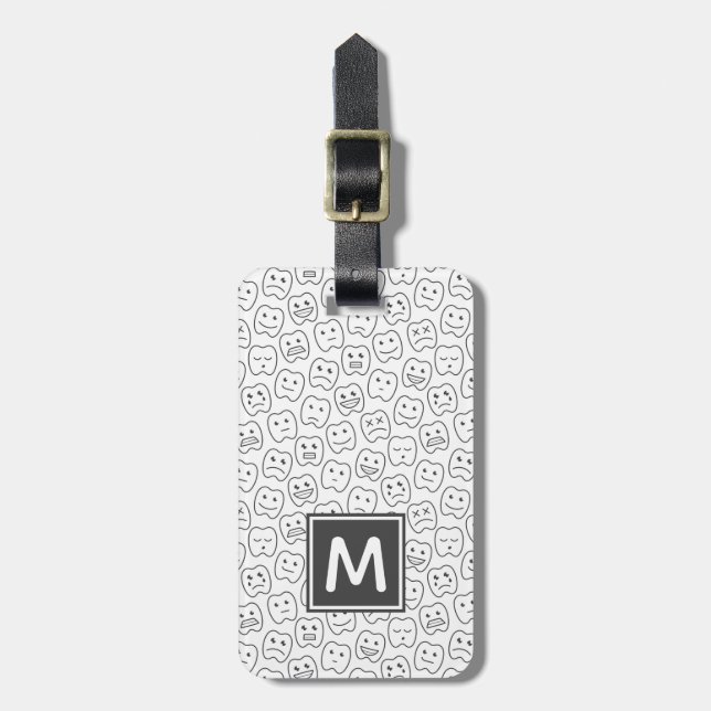 Add Your Name | Happy Teeth Pattern Luggage Tag (Front Vertical)