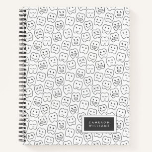 Add Your Name   Happy Teeth Pattern Notebook