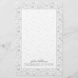 Add Your Name   Happy Teeth Pattern Stationery