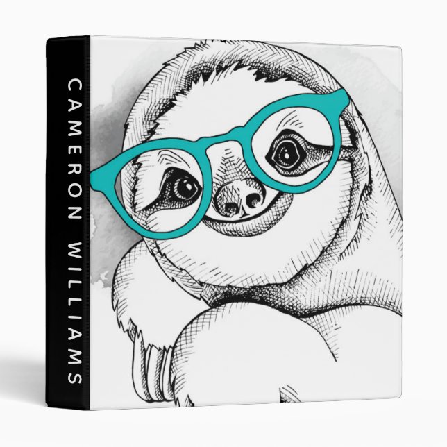 Add Your Name | Hipster Sloth Binder (Front/Spine)