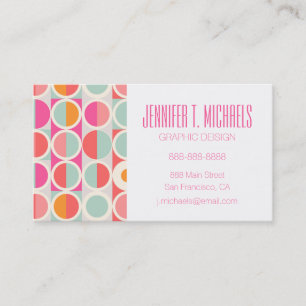 Add Your Name   Hot Pink Retro Circle Pattern Business Card