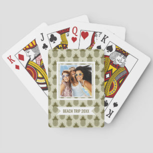 Add Your Name   Khaki Pineapple Pattern Playing Cards
