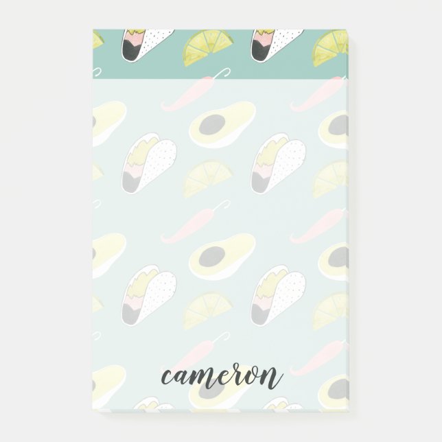 Add Your Name | Let's Taco About Love | Taco Eleme Post-it Notes (Front)