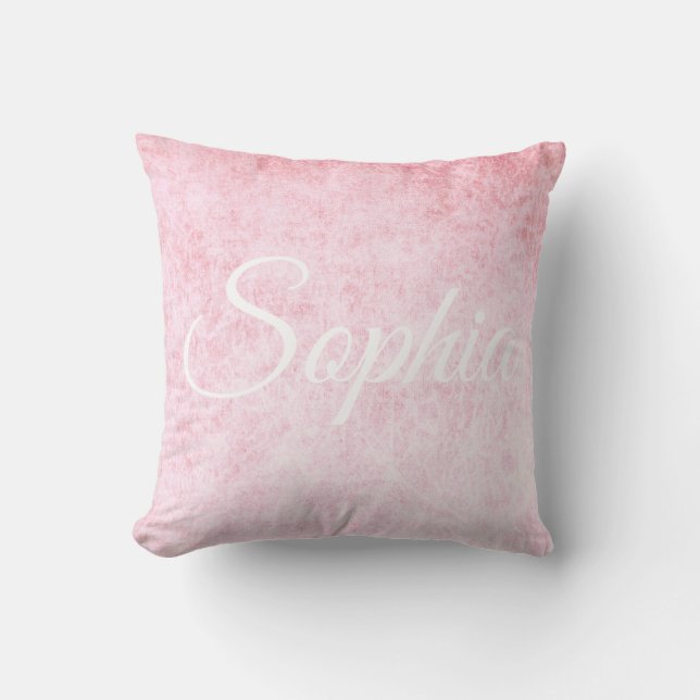 Add your name Light Pink velvet texture print Throw Pillow (Front)