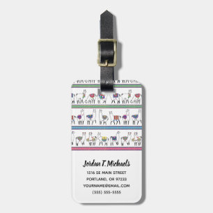 Add Your Name Llama Stripe Pattern Luggage Tag