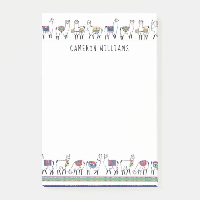 Add Your Name | Llama Stripe Pattern Post-it Notes (Front)