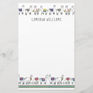 Add Your Name   Llama Stripe Pattern Stationery
