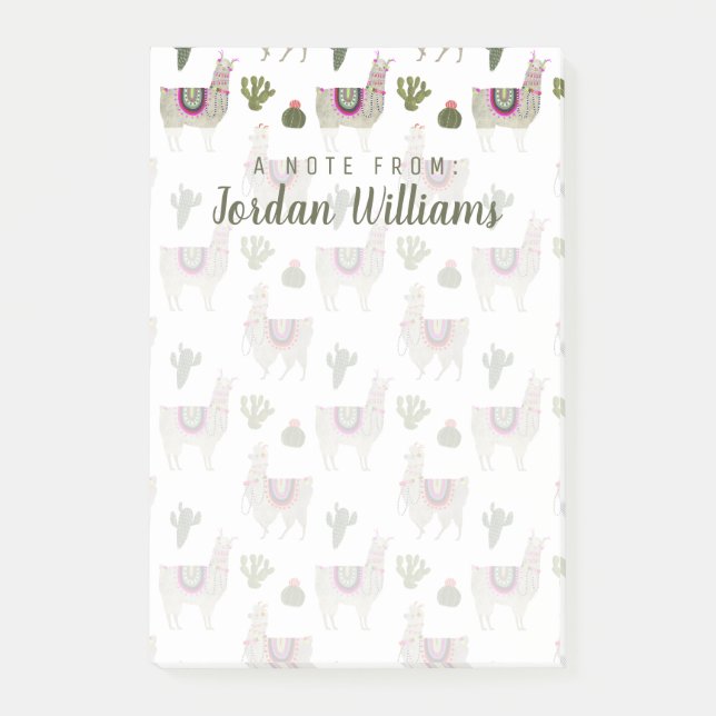 Add Your Name | Llamarama Collection | Cute Lllama Post-it Notes (Front)