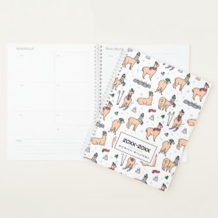 Add Your Name   Llamas In Hats & Scarves Skiing Planner
