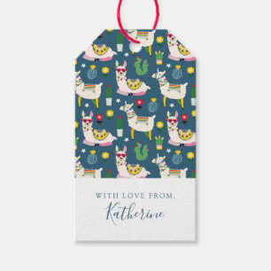 Add Your Name   Llamas In Sunglasses Pattern Gift Tags