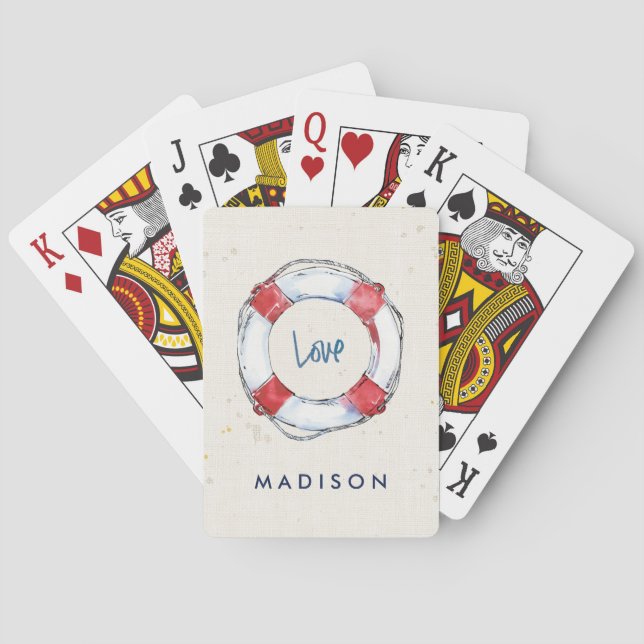 Add Your Name | Love is the Best Lifesaver Playing Cards (Back)