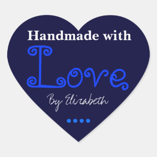 Add Your Name Made With Love Dark Blue Stickers