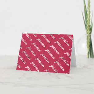 Add-Your-Name Magenta Cursive Name   Blank Card